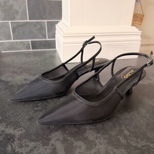 ALDO Black Mesh Pointed Slingback Heels